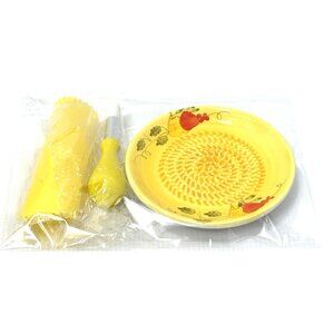 Ceramic Garlic Grater Plate Set Garlic Ginger Nutmeg Parmesan With Peeler &Brush